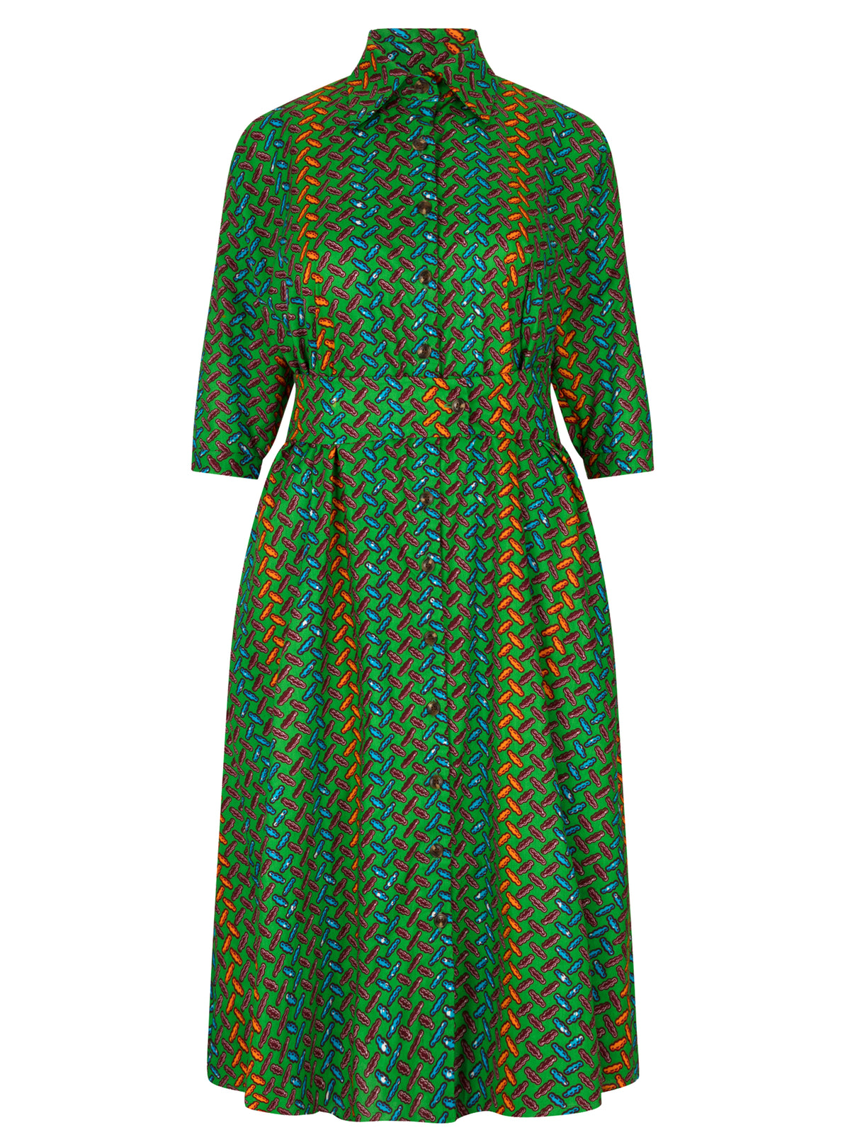Rita Midi African print dress Green Cocobean
