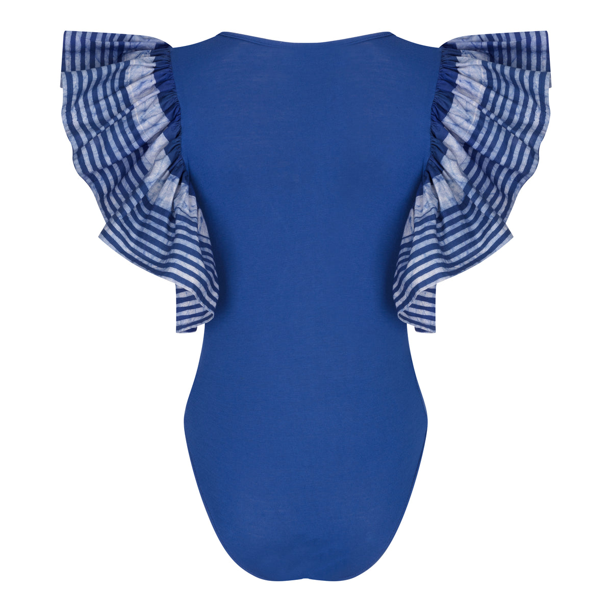 Frill sleeve Tie & Dye bodysuit-Royal Blue - OHEMA OHENE AFRICAN INSPIRED FASHION