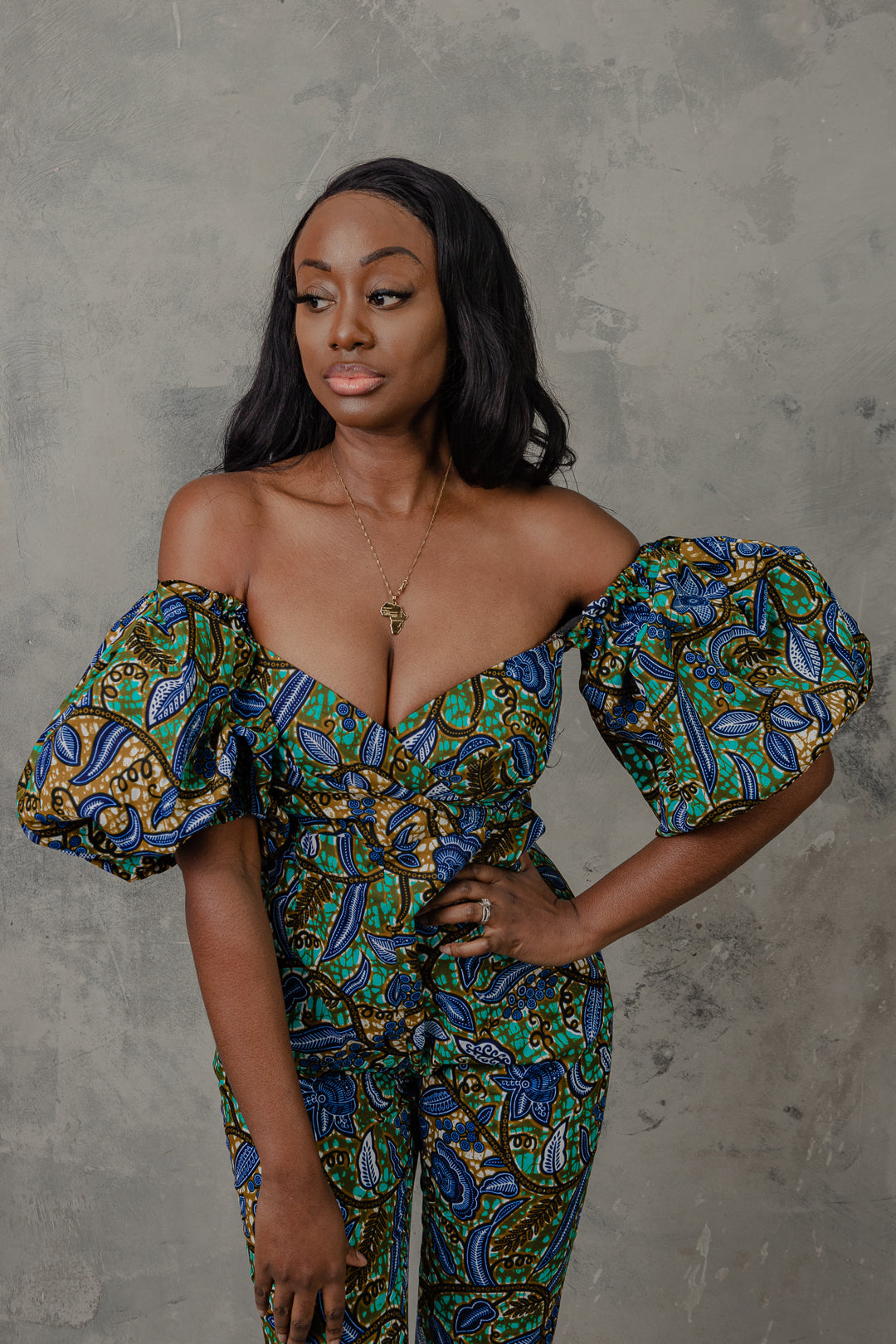 Natalie Luxe Big Sleeve African Print Jumpsuit
