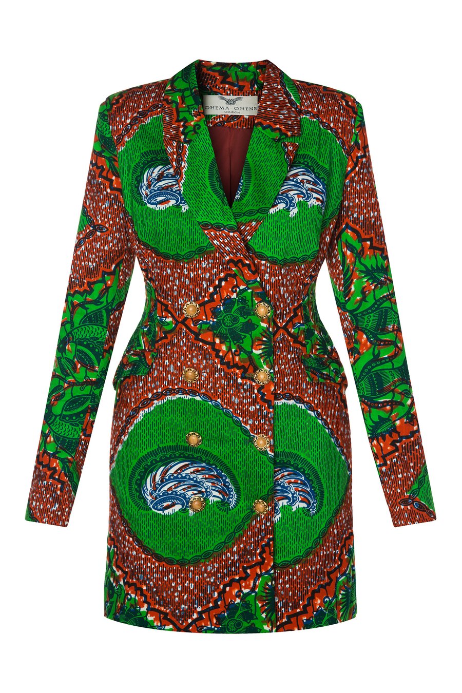 Jacqui Red African print blazer blazer dress OHEMA OHENE AFRICAN INSPIRED FASHION