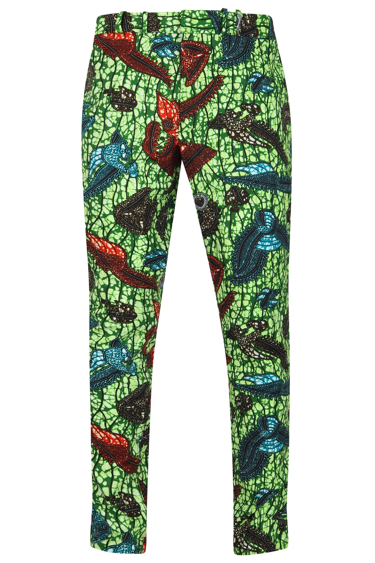 Men's Green African print Fitted trouser-Sea King - OHEMA OHENE AFRICAN INSPIRED FASHION