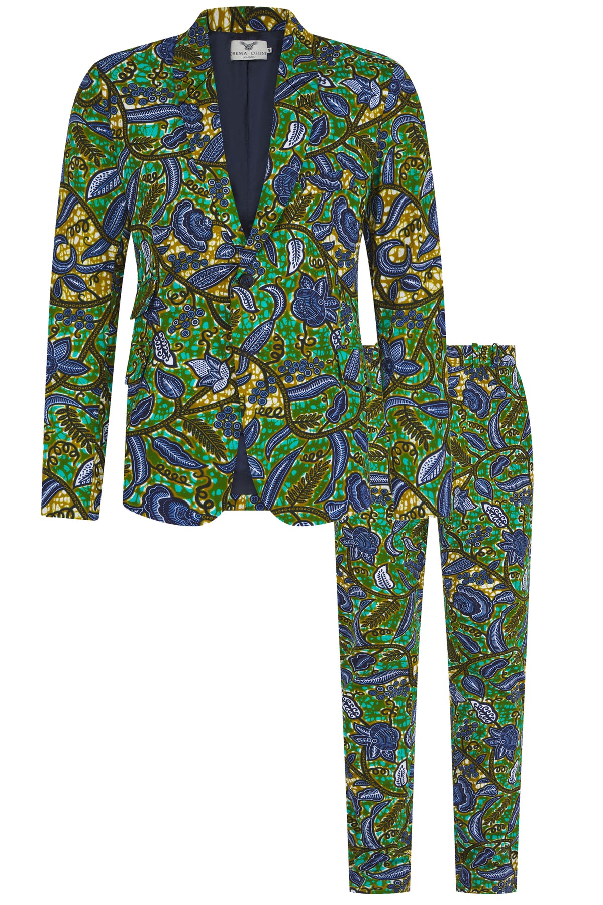 Boys African Print Green Floral Suit set