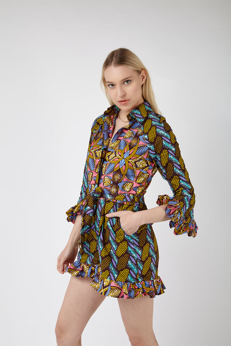 African Print clash Playsuit-Kelly - OHEMA OHENE AFRICAN INSPIRED FASHION
