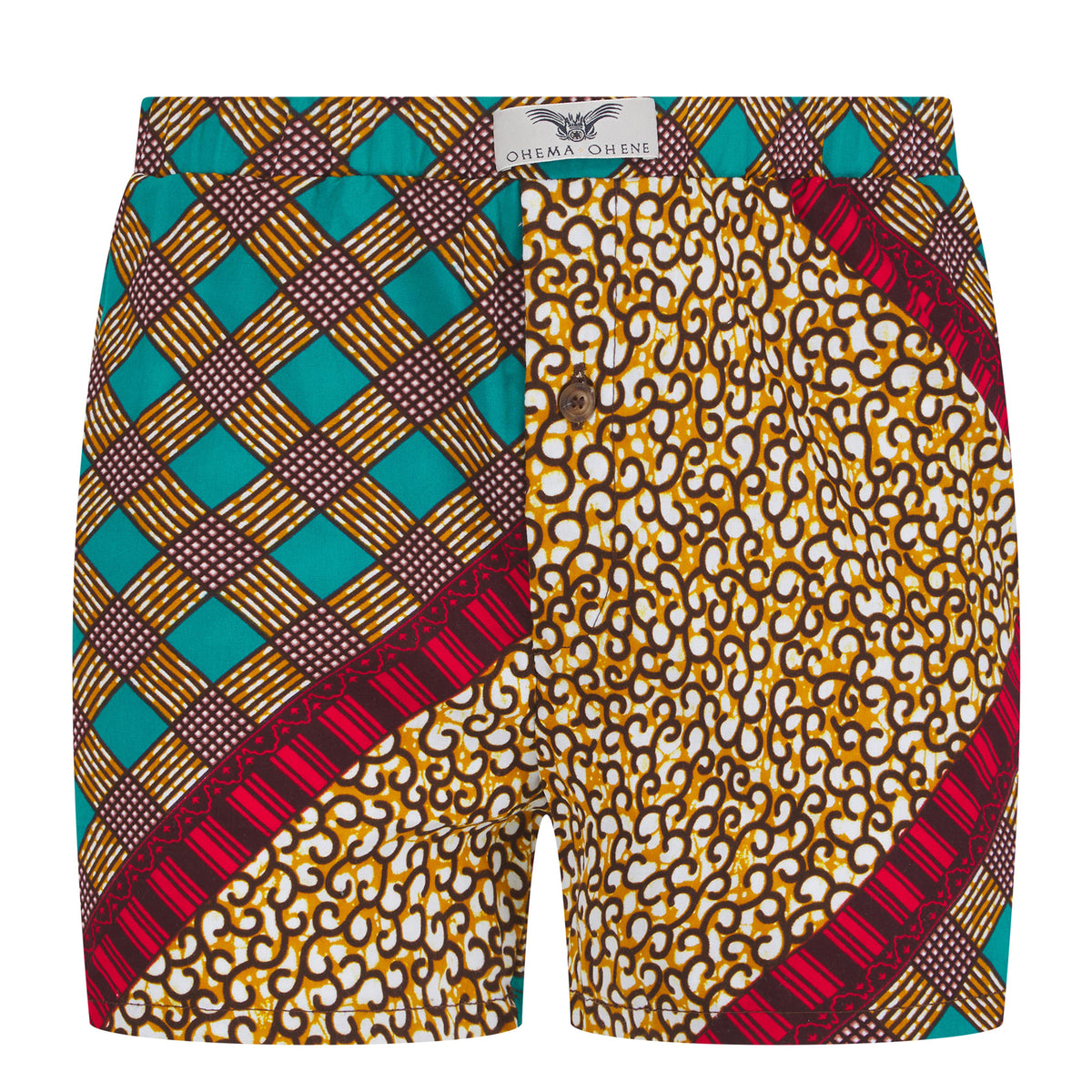 African Print Boxer Shorts-Chessboard