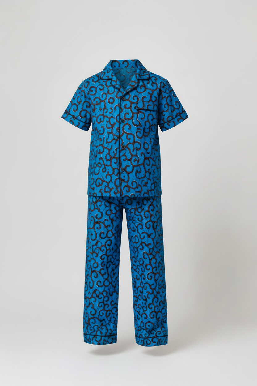 Blue Matching Family Cotton Pyjama Set