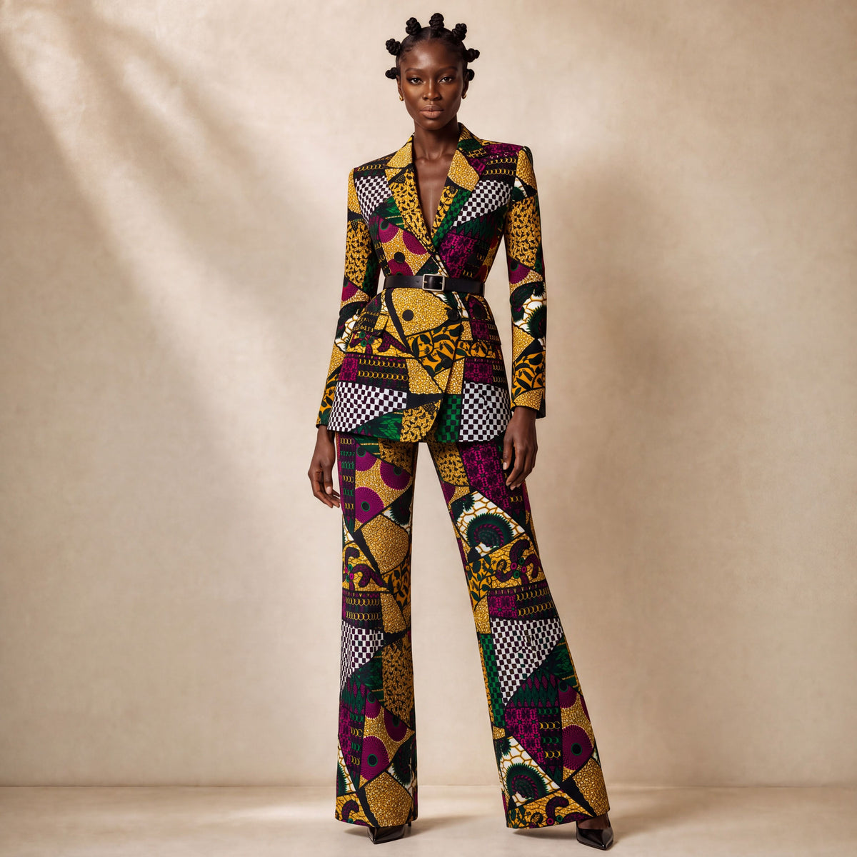 Ladies Double-Breasted African Print Blazer – Akosombo