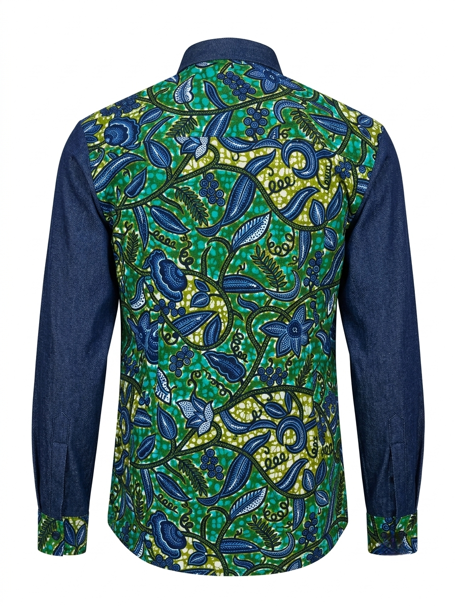 Ohema Ohene Men's shirt denim African print