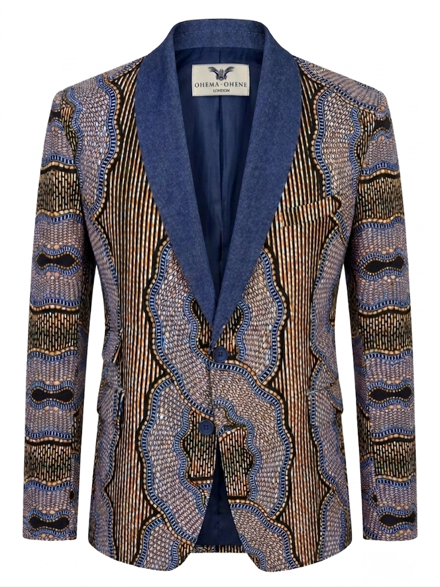 Men's denim shawl collar blazer