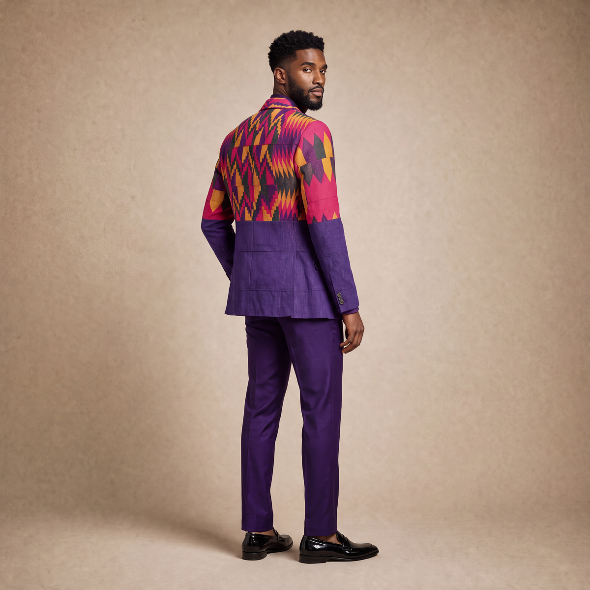 Men's Handwoven Purple Kente Blazer