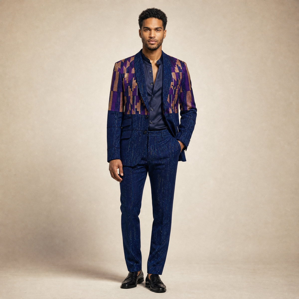 Men's Handwoven Blue Kente Blazer