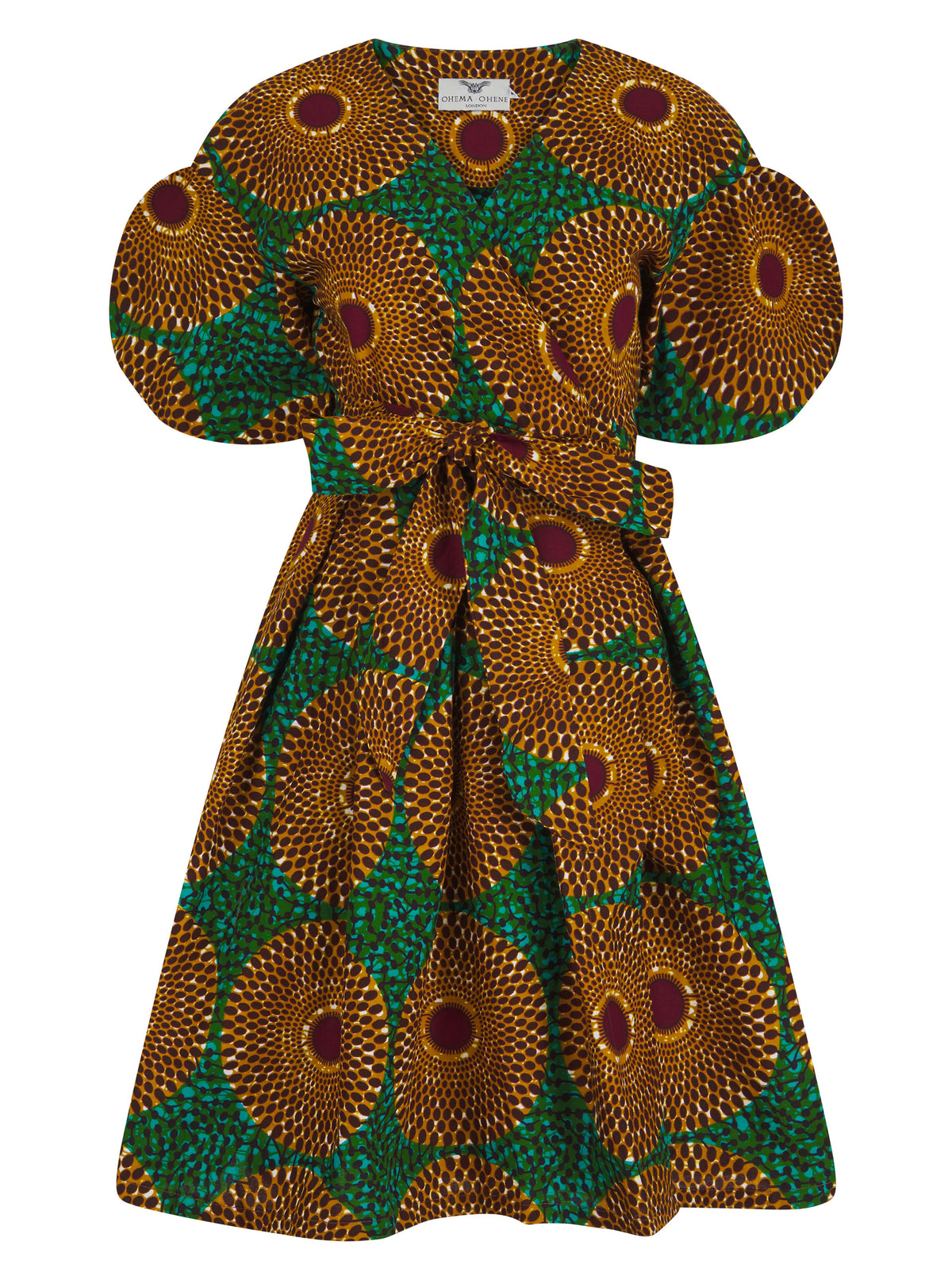 African print wrap dress