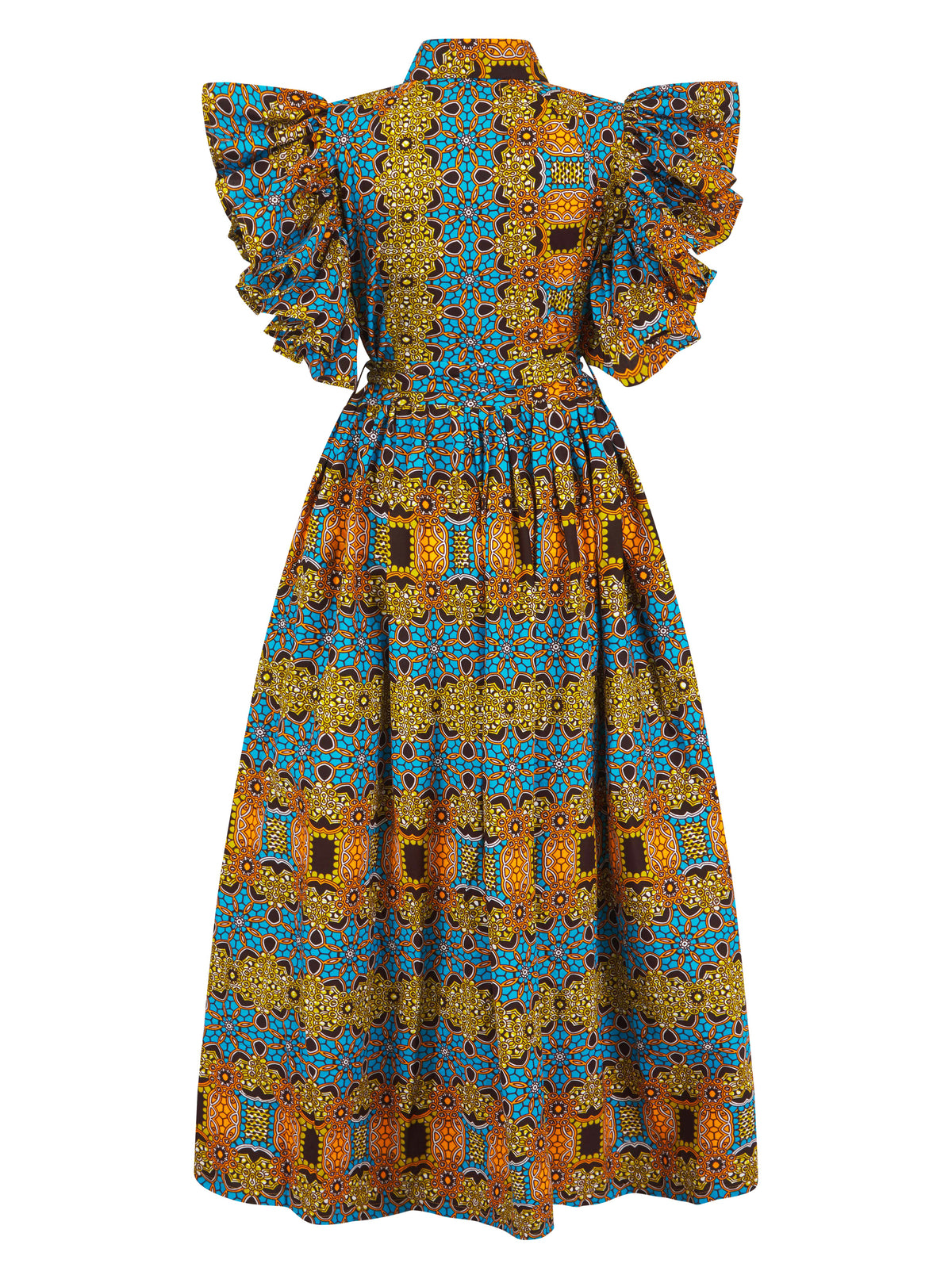 Akua Ruffle Sleeve African Print Maxi dress