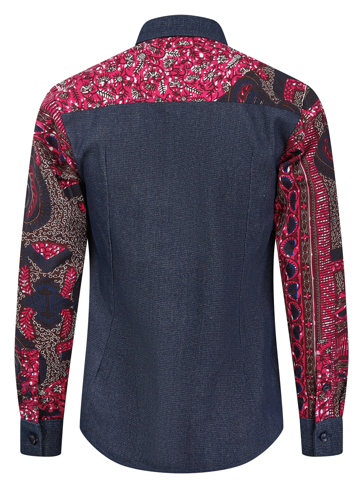 Men's African Print Denim Shirt – Contrast Detail