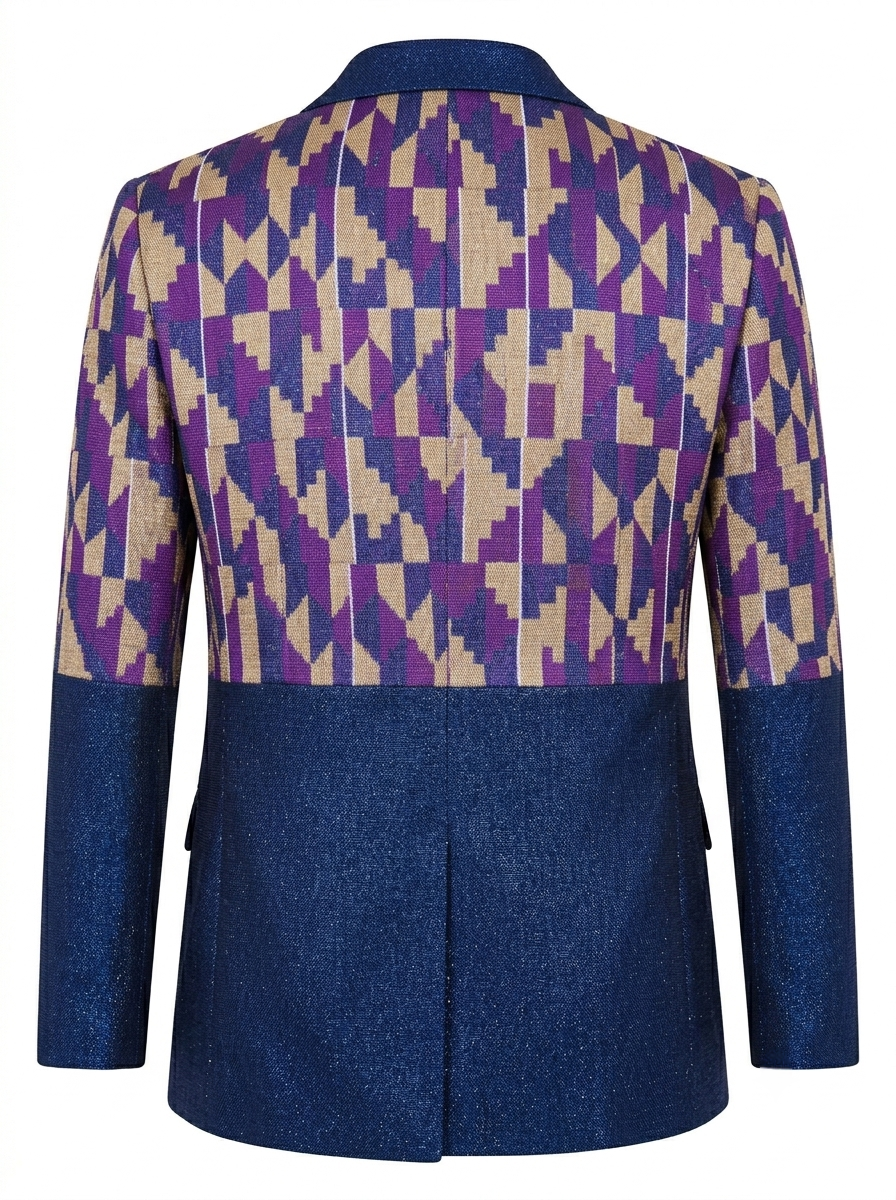 Men's Handwoven Blue Kente Blazer
