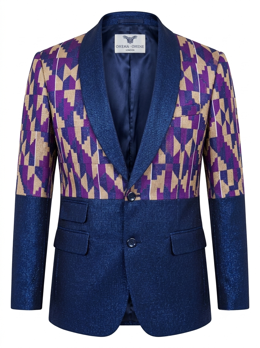Men's Handwoven Blue Kente Blazer