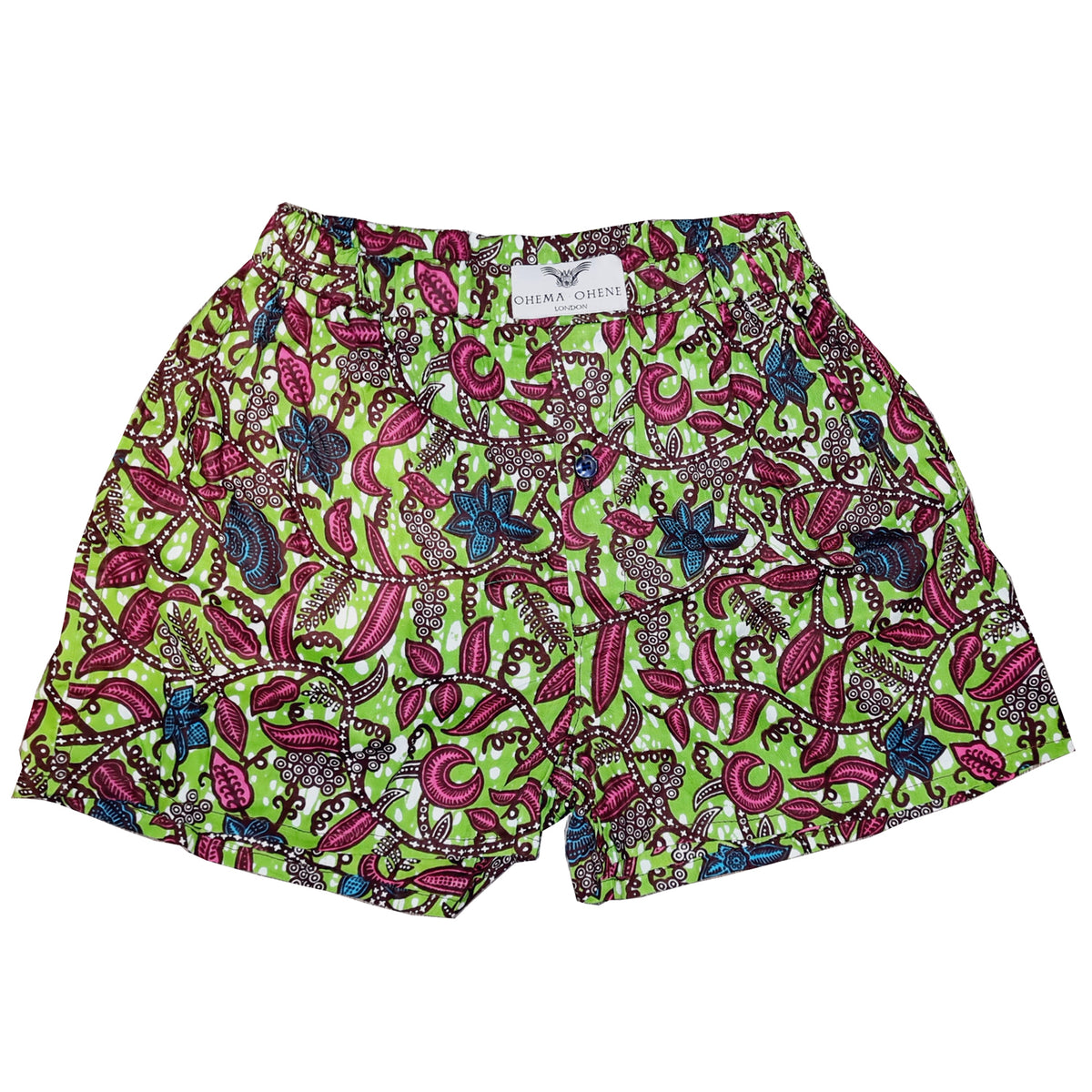 Men's colourful African print boxer shorts-Tropical Garden