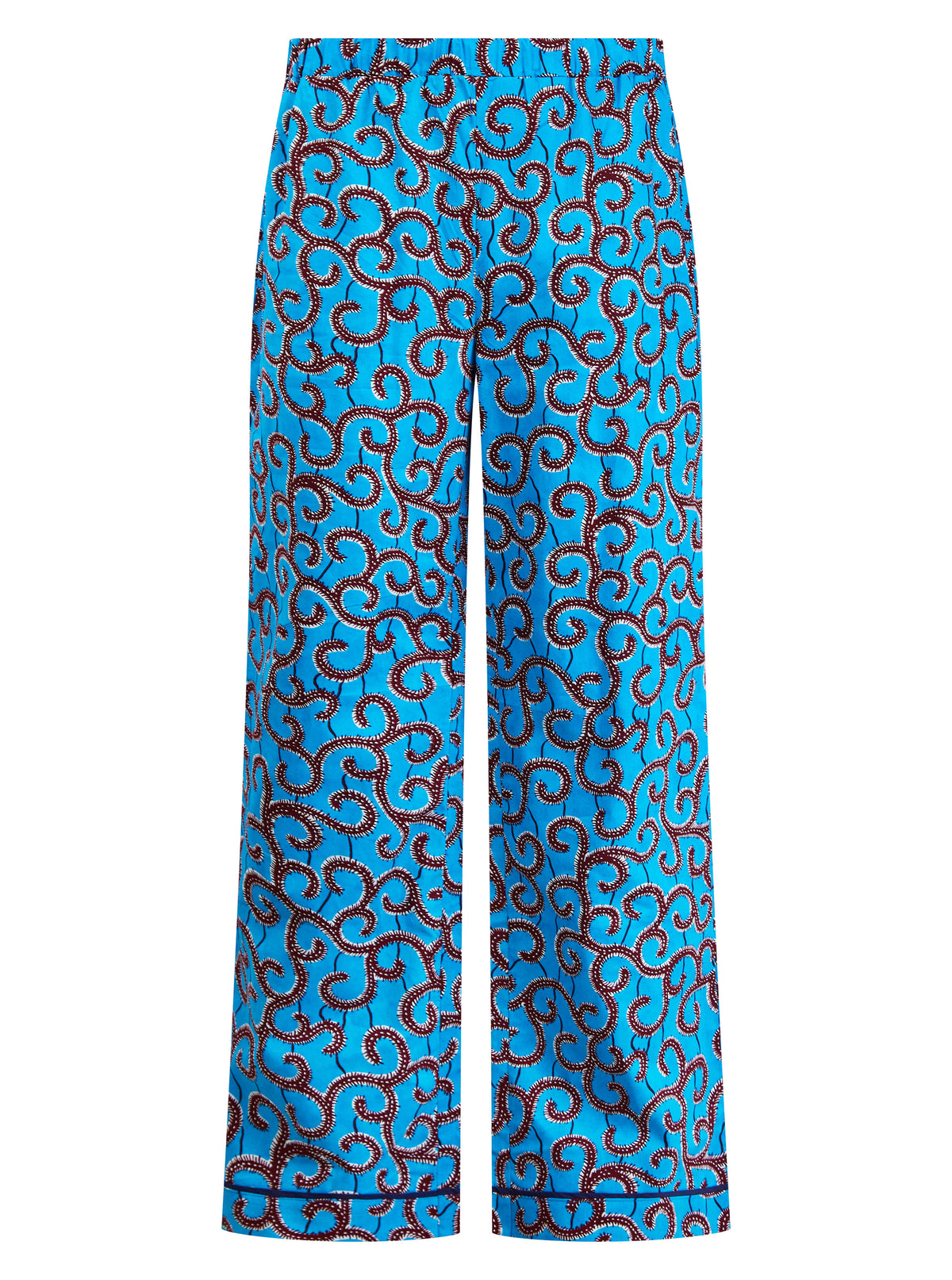 Unisex Blue African Print Cotton Trouser Pyjama Set