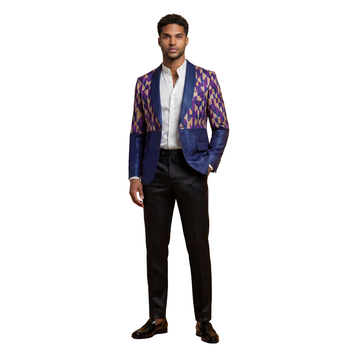 Men's Handwoven Blue Kente Blazer