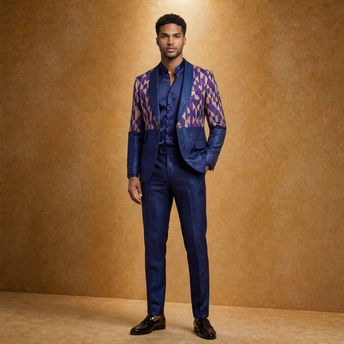 Men's Handwoven Blue Kente Blazer