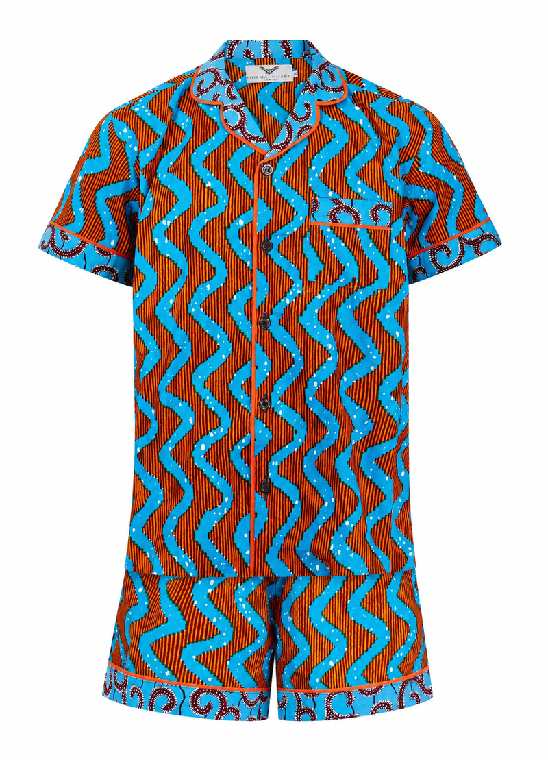Ohema Ohene unisex shorts PJs Blue river