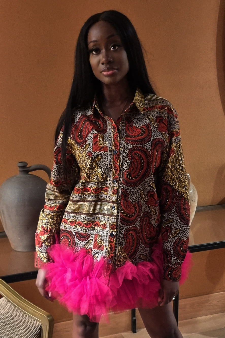 Rhian African Print Shirt Dress