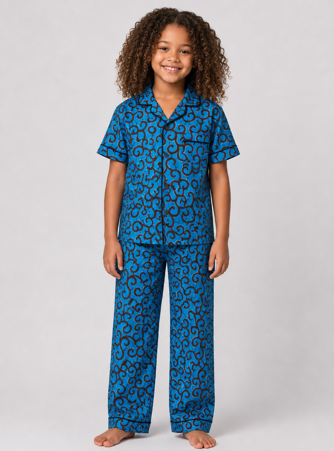Blue Matching Family Cotton Pyjama Set