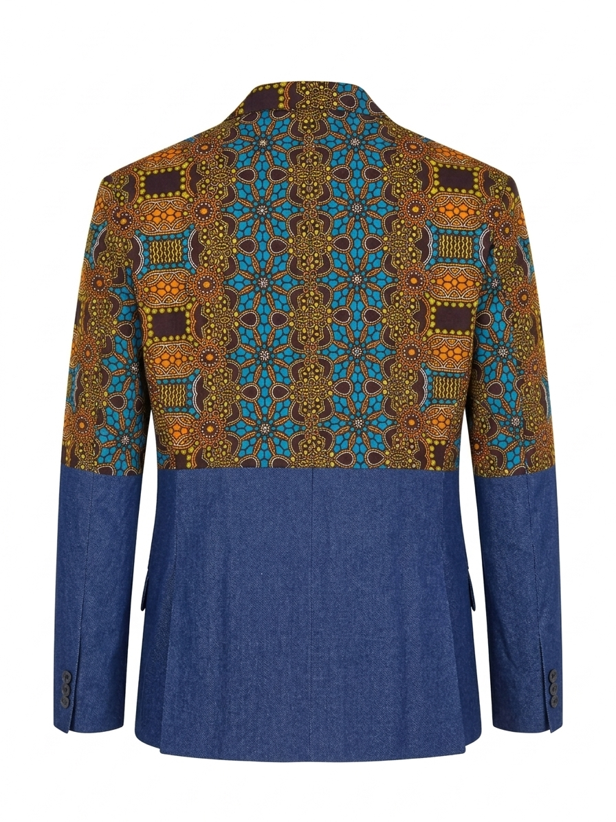 Ohema Ohene denim & African print blazer
