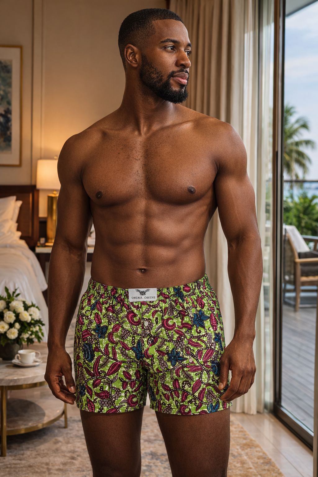 Men's African print floral boxer shorts
