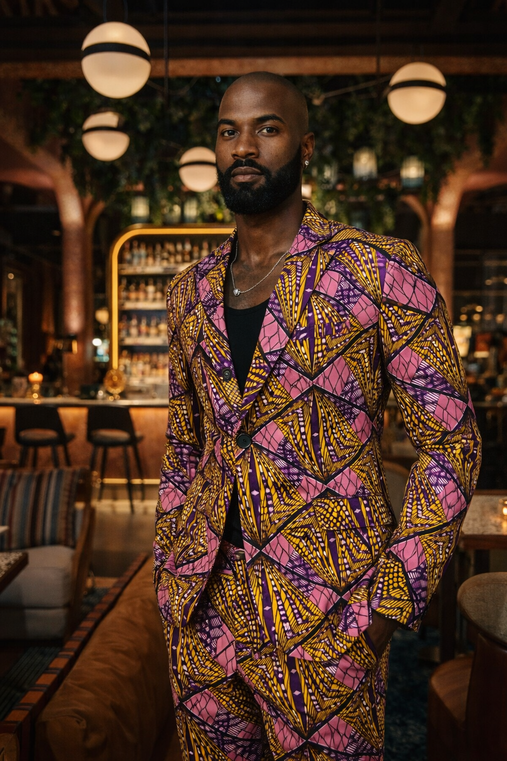 Ohema Ohene African print blazer Pink Harlequin