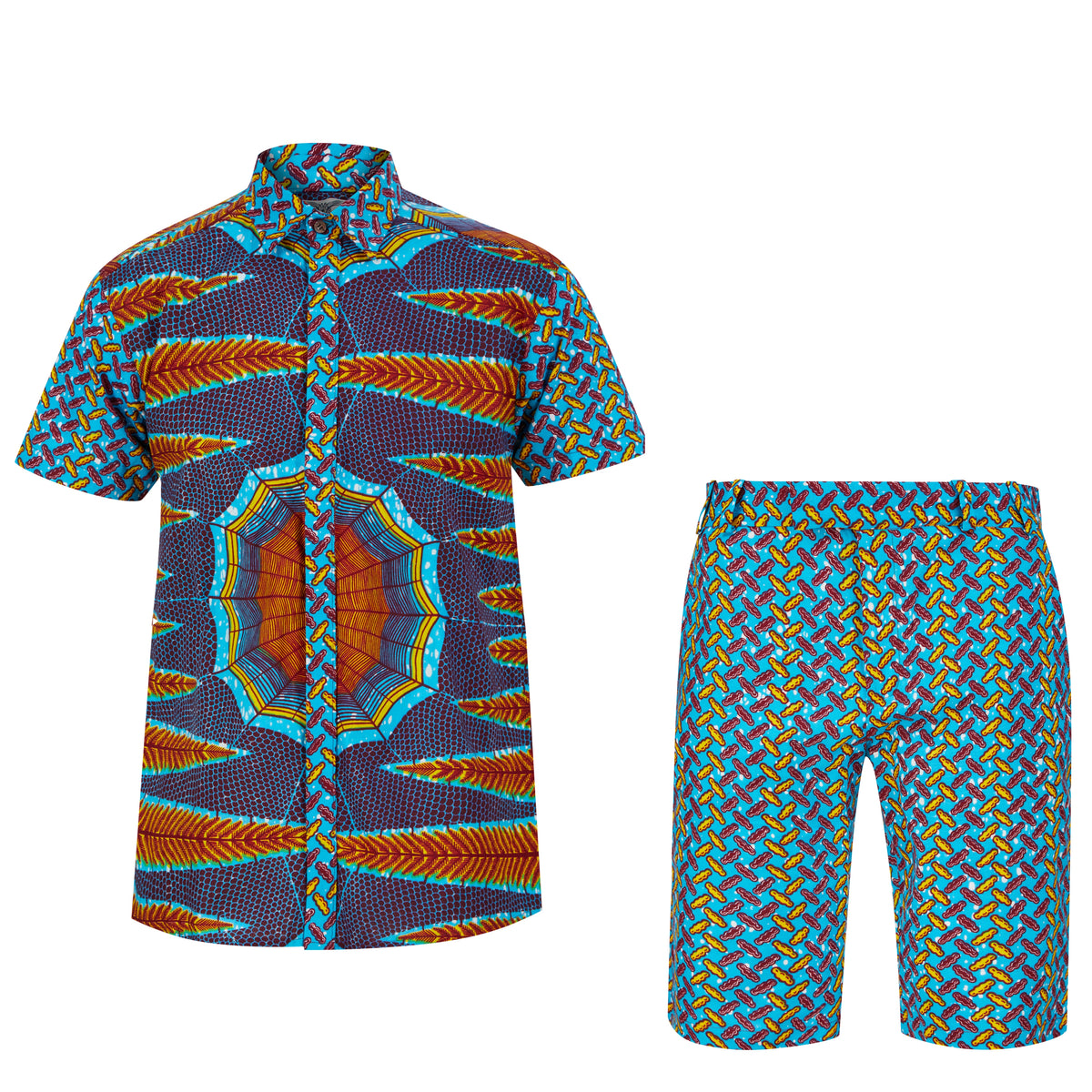 Men's short sleeve mixed print shirt - OHEMA OHENE AFRICAN INSPIRED FASHION