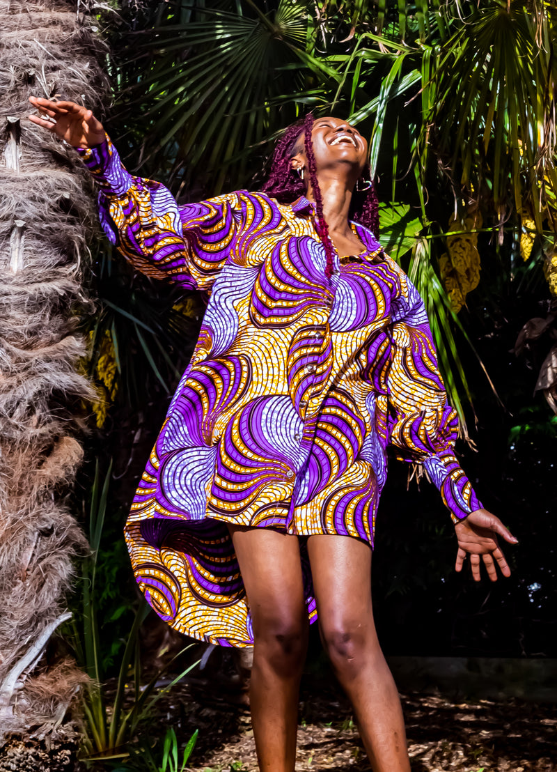 Sarah oversized exaggerated sleeve shirt dress - OHEMA OHENE AFRICAN INSPIRED FASHION