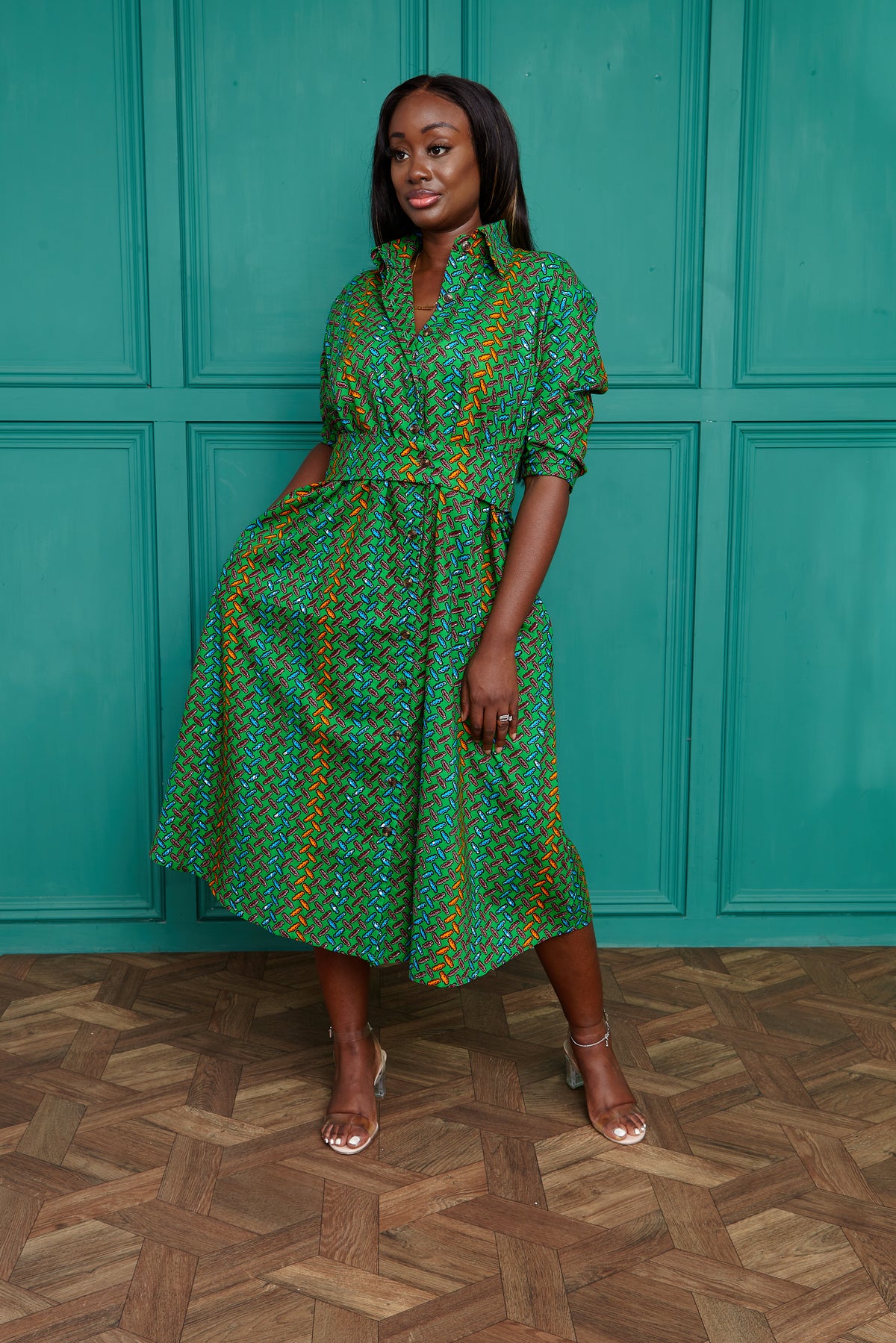 African print midi dress