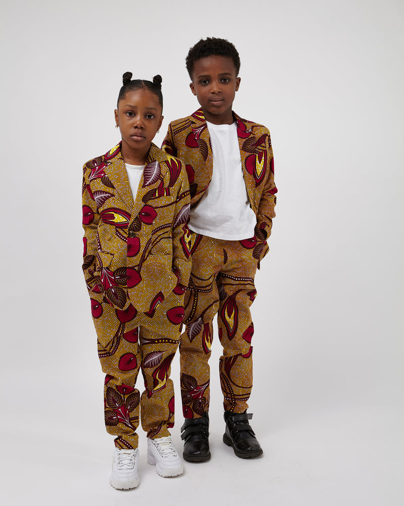 Kids Unisex Suit Set- 'Wine Floral'