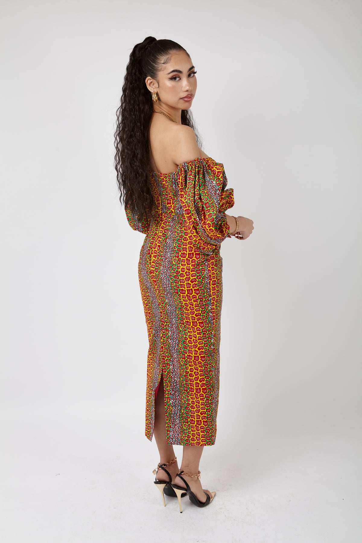 Crystal Puff Sleeve Bandeau Midaxi Dress - OHEMA OHENE AFRICAN INSPIRED FASHION