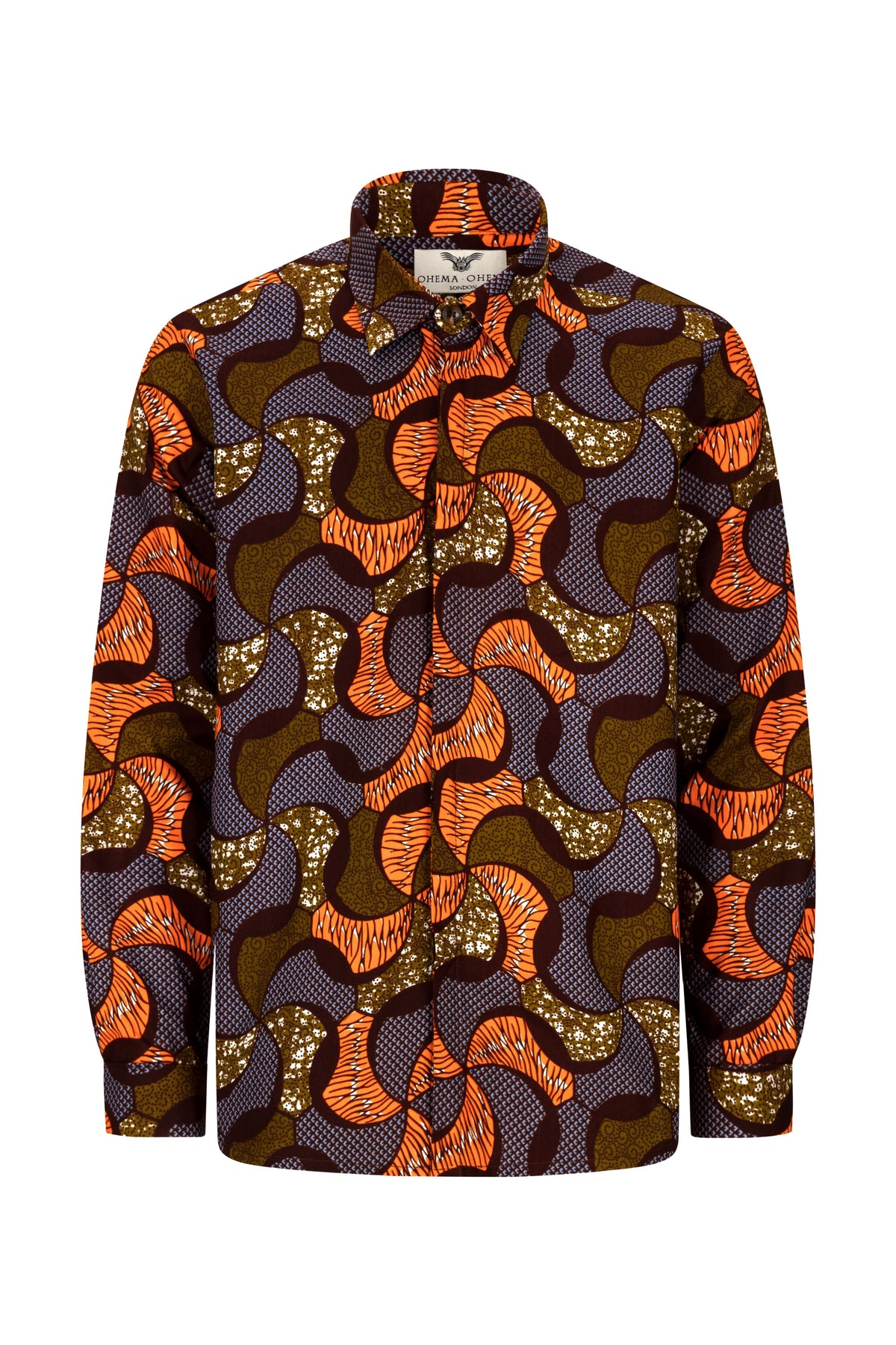 Men's Relaxed fit Long sleeve African print shirt-Chocolo - OHEMA OHENE AFRICAN INSPIRED FASHION
