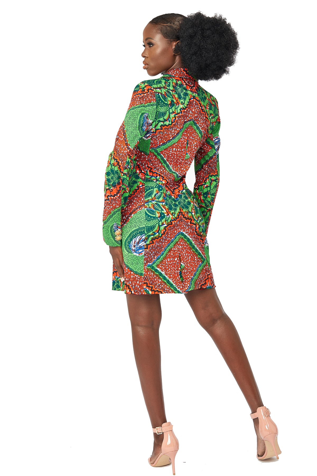 Jacqui Red African print blazer blazer dress - OHEMA OHENE AFRICAN INSPIRED FASHION