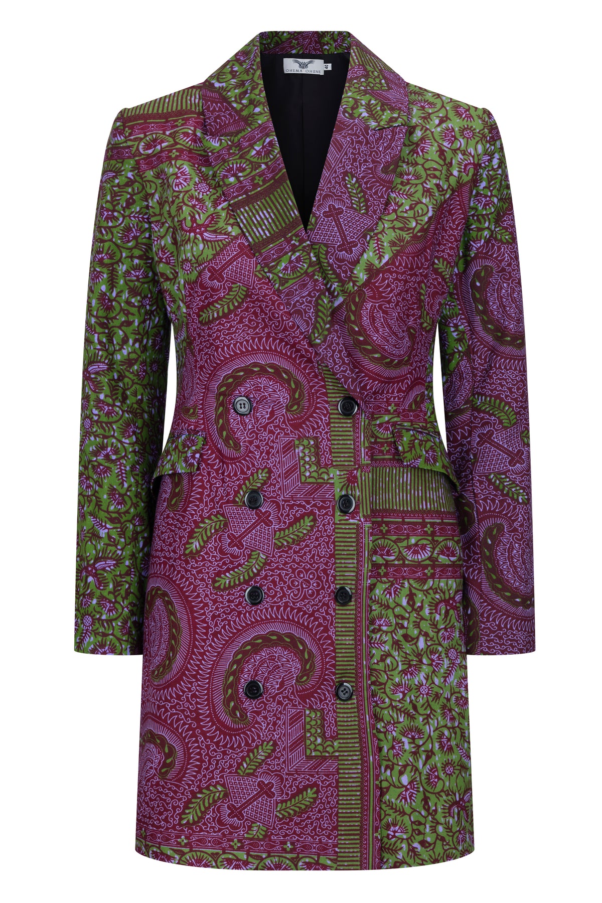 Jacqui African Print Blazer Dress- Ermine - OHEMA OHENE AFRICAN INSPIRED FASHION