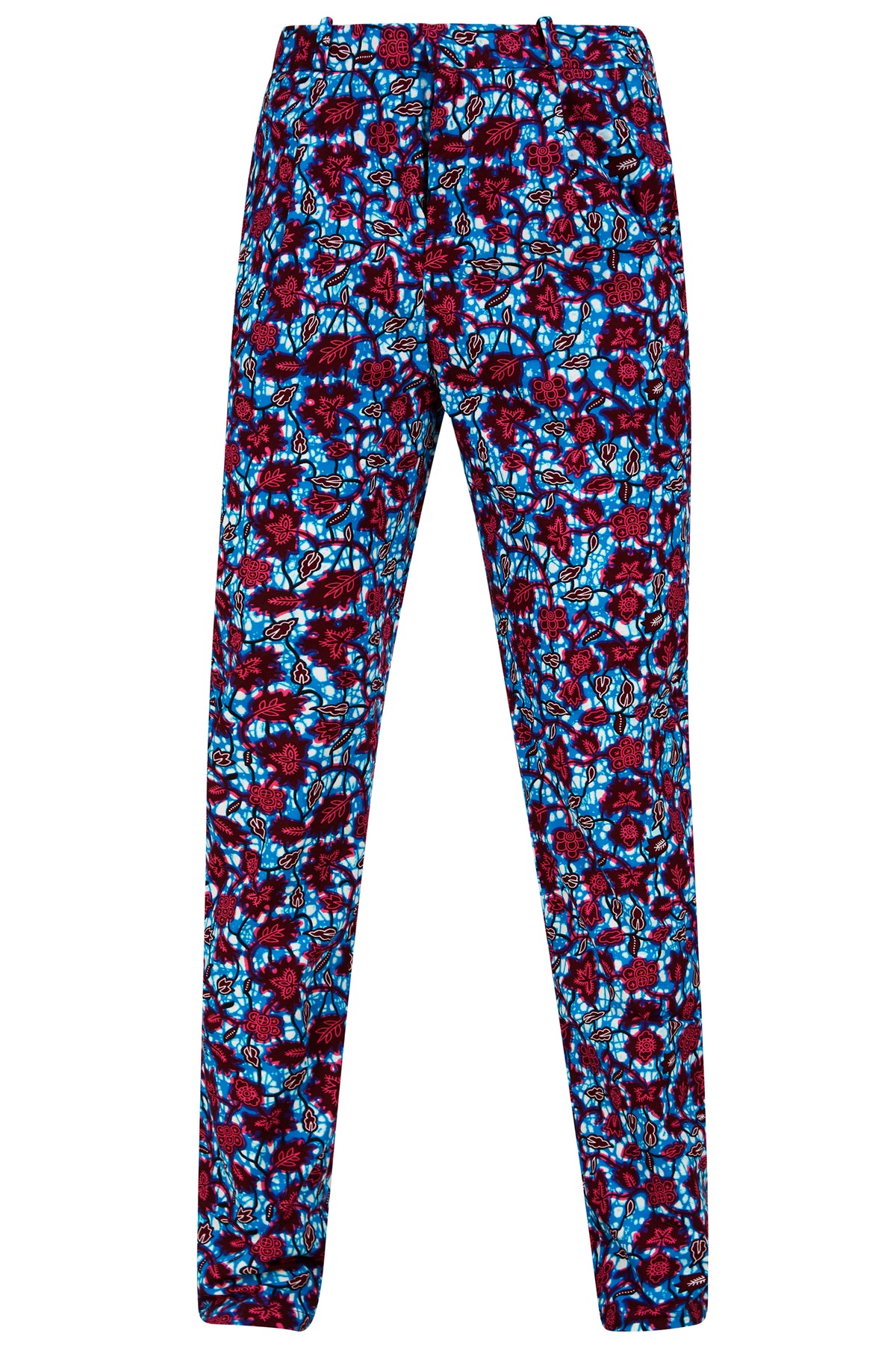 Osei straight leg trousers-Blue florals - OHEMA OHENE AFRICAN INSPIRED FASHION