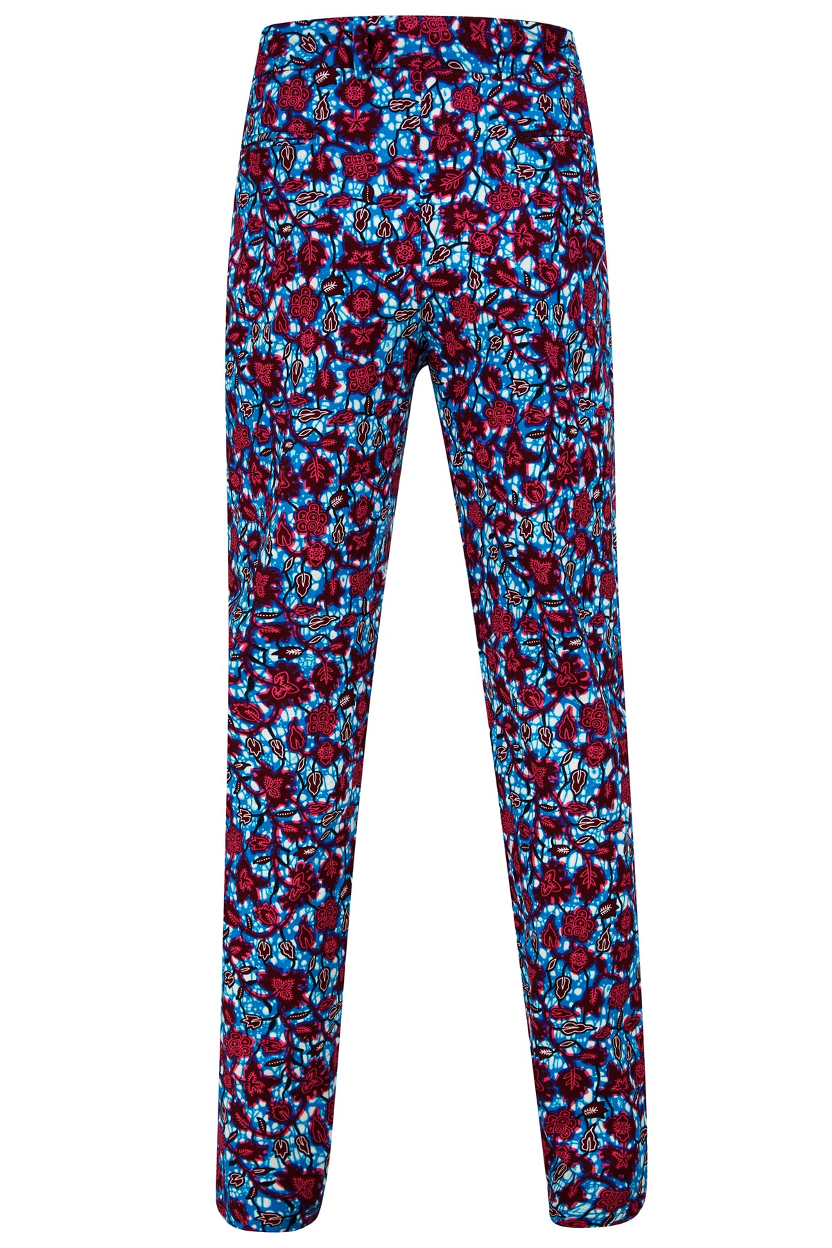Osei straight leg trousers-Blue florals - OHEMA OHENE AFRICAN INSPIRED FASHION