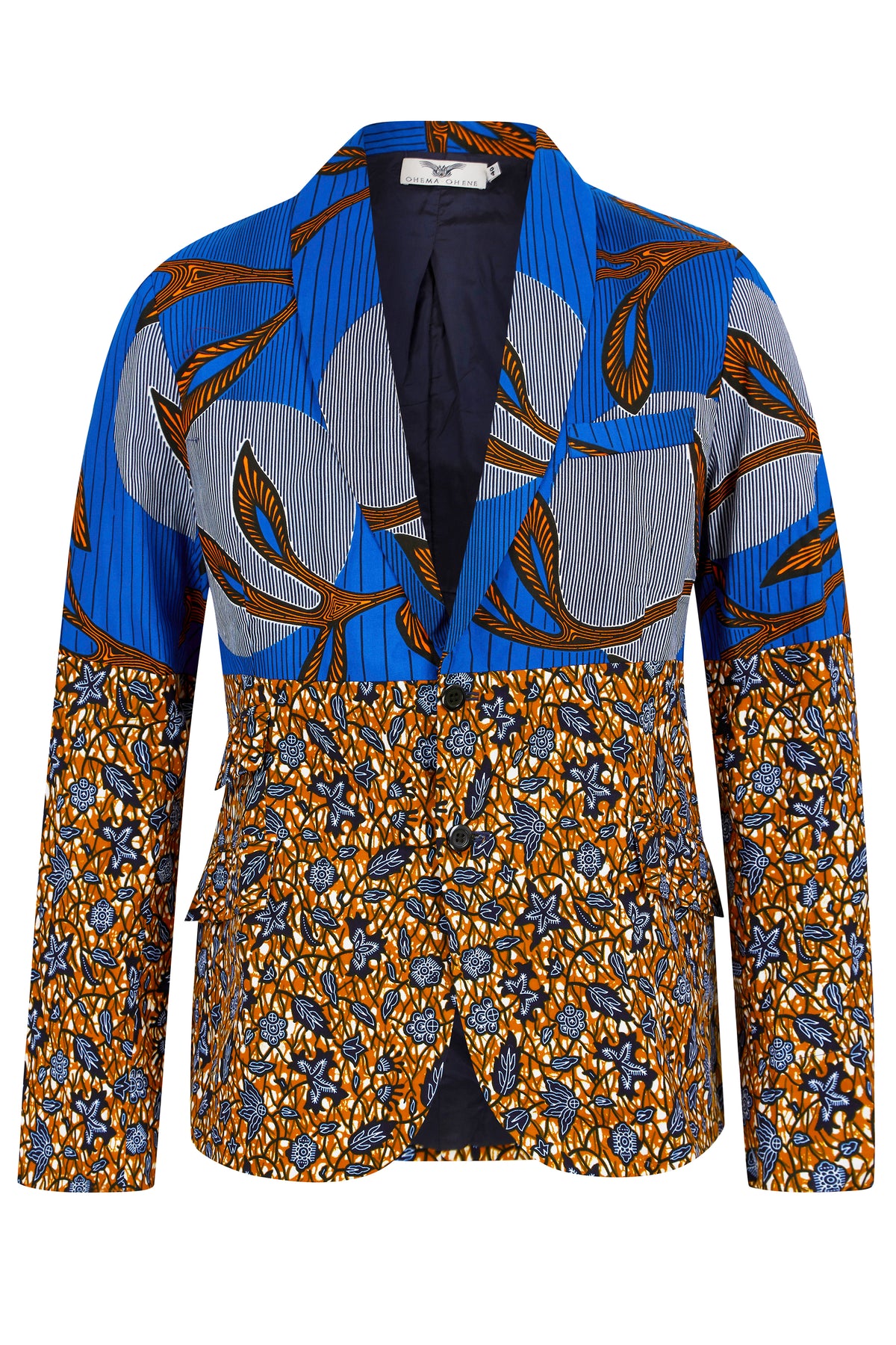 Joshua Print Clash African Print suit- Royal Blue - OHEMA OHENE AFRICAN INSPIRED FASHION