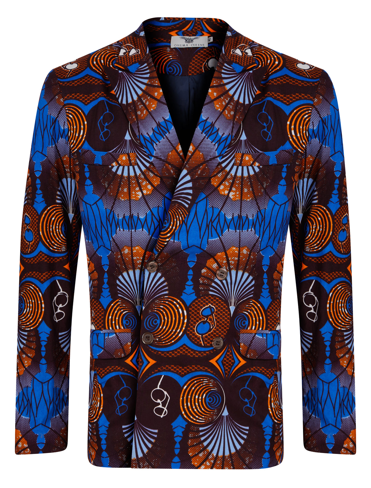 Double breasted African print blazer