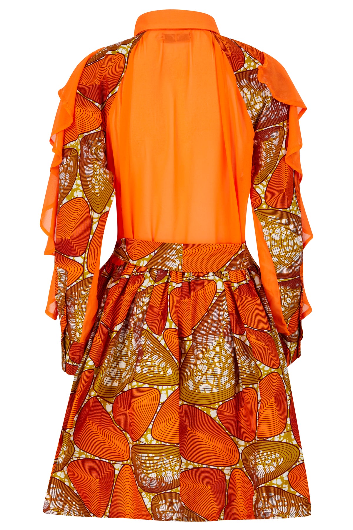 Vicky African print Chiffon detail Shirt Dress - OHEMA OHENE AFRICAN INSPIRED FASHION