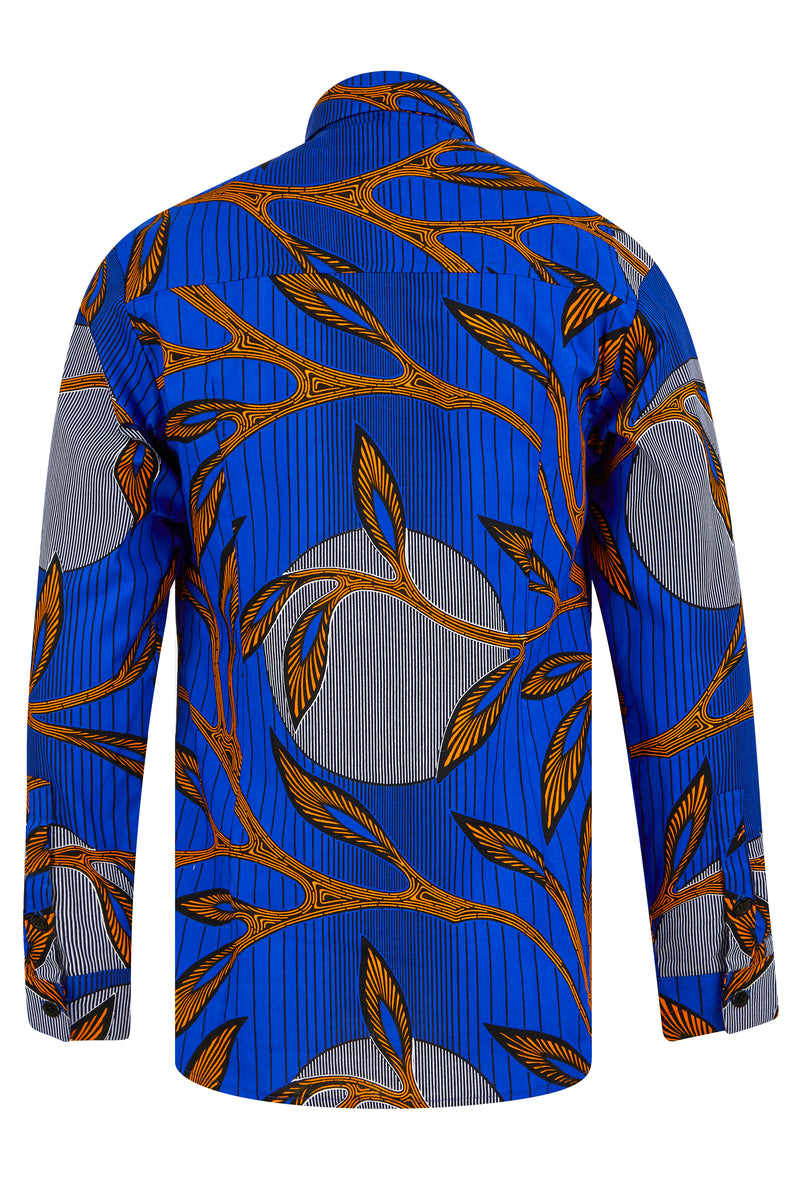 Men's African Print Shirt- So Royal Blue - OHEMA OHENE AFRICAN INSPIRED FASHION