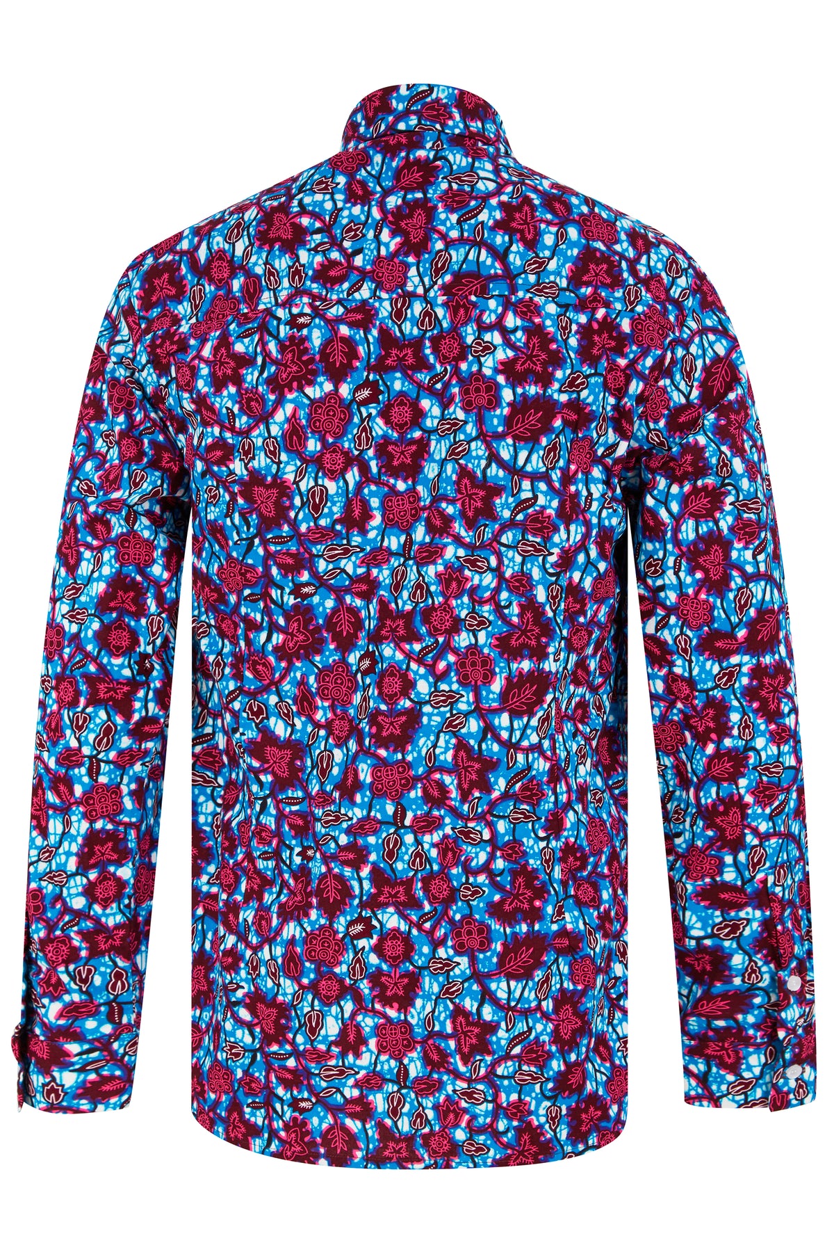 Men's African Print Shirt- Blue Florals - OHEMA OHENE AFRICAN INSPIRED FASHION