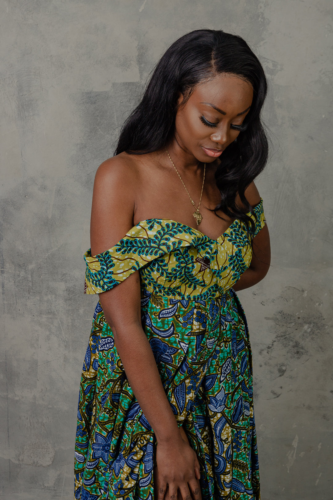 Nicole Off Shoulder Split Leg Maxi dress OHEMA OHENE AFRICAN