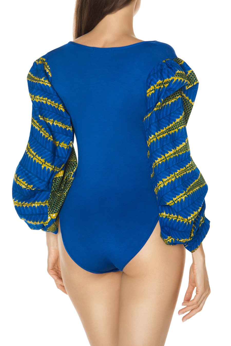 Naa African print bodysuit exaggerated sleeve - OHEMA OHENE AFRICAN INSPIRED FASHION