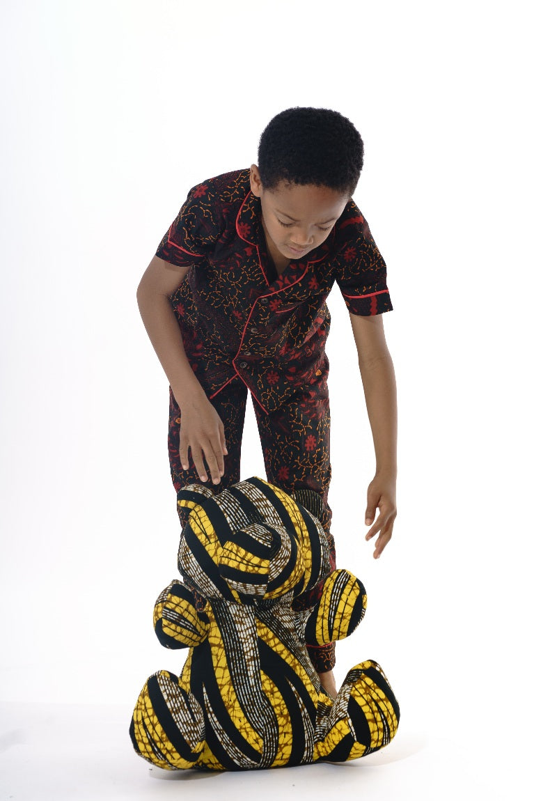 Luxury Kids African Print Pyjamas-Black Rooster - OHEMA OHENE AFRICAN INSPIRED FASHION