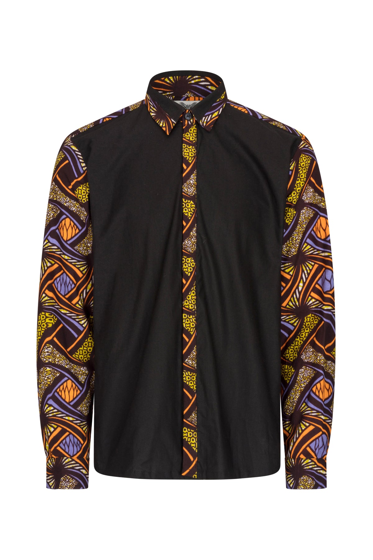 Men's black African print shirt