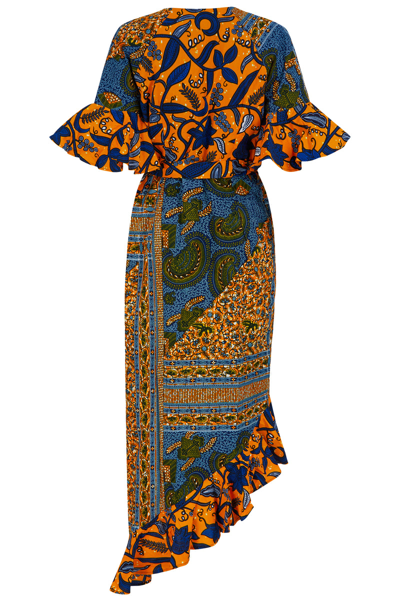 Ameila Print Clash Midaxi Wrap front dress - OHEMA OHENE AFRICAN INSPIRED FASHION