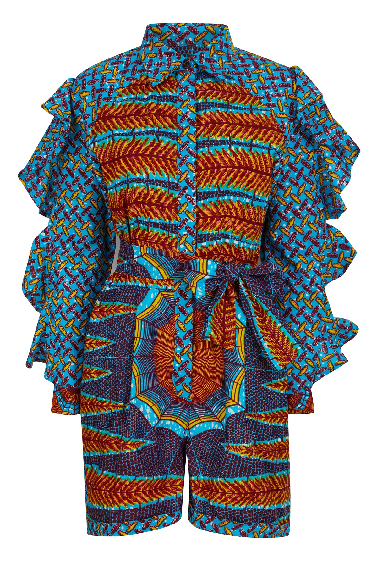 Linda African Mixed Print Playsuit - OHEMA OHENE AFRICAN INSPIRED FASHION